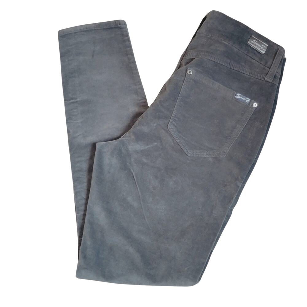 Seven7 Tummy Control High Rise Skinny Gray Velvet Pants Sz 8